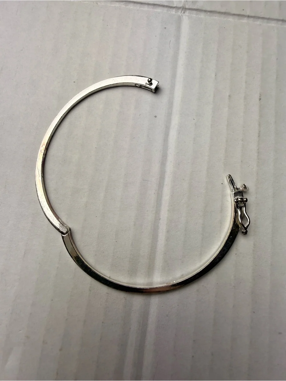 Lauren Ralph Lauren Silver Tone Cubic Zirconia Rhinestone Hinge Bangle Bracelet